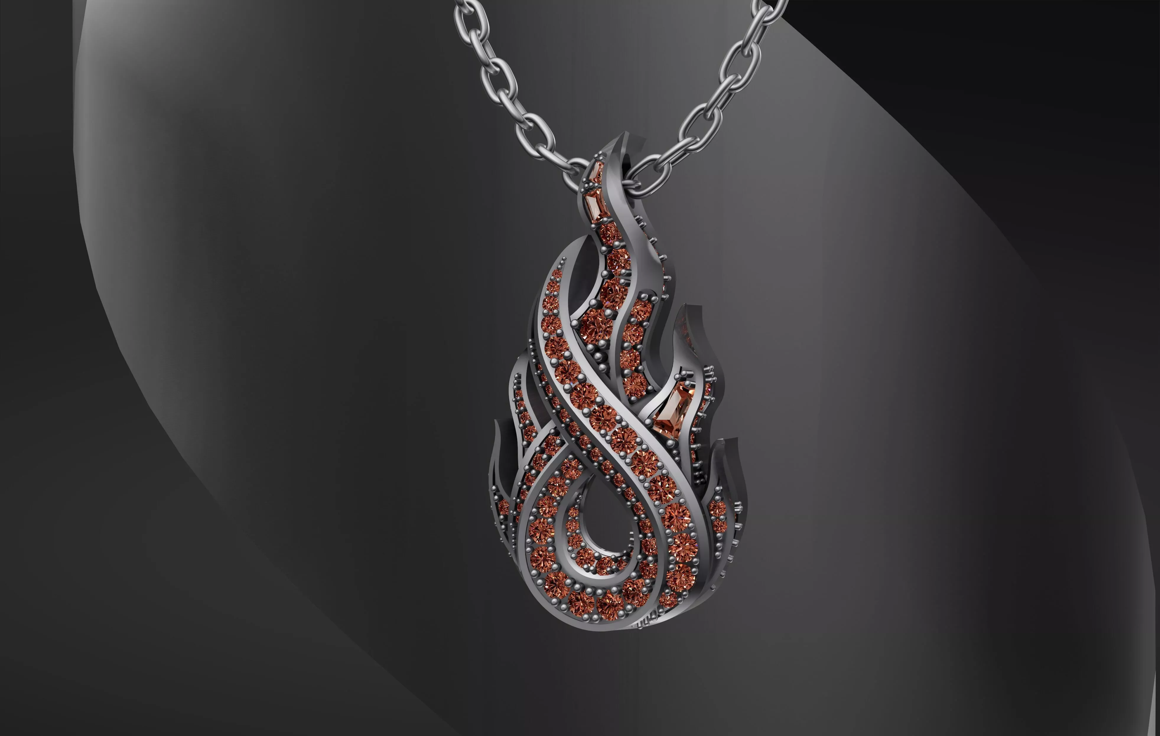 Flame Fire Gemstone Pendant 3D Printable STL Jewelry Model 3D print model