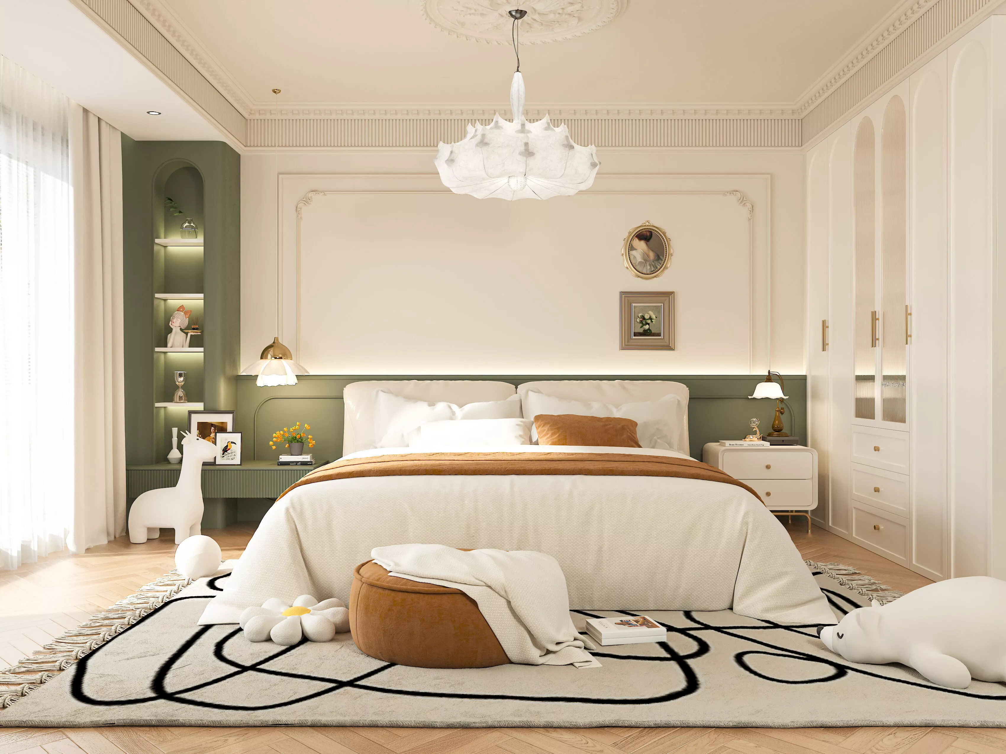 French retro bedroom interior design 3D model