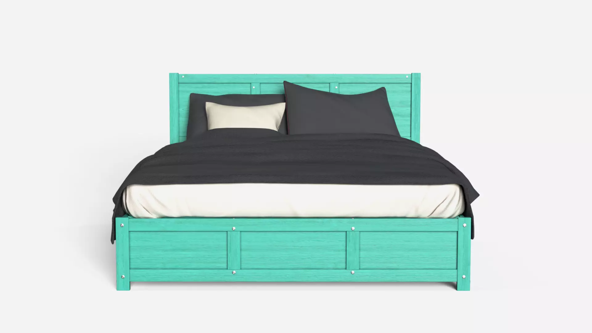 Bed with Storage Drawers and Bedding Set Furniture Blanket Low-poly 3D model