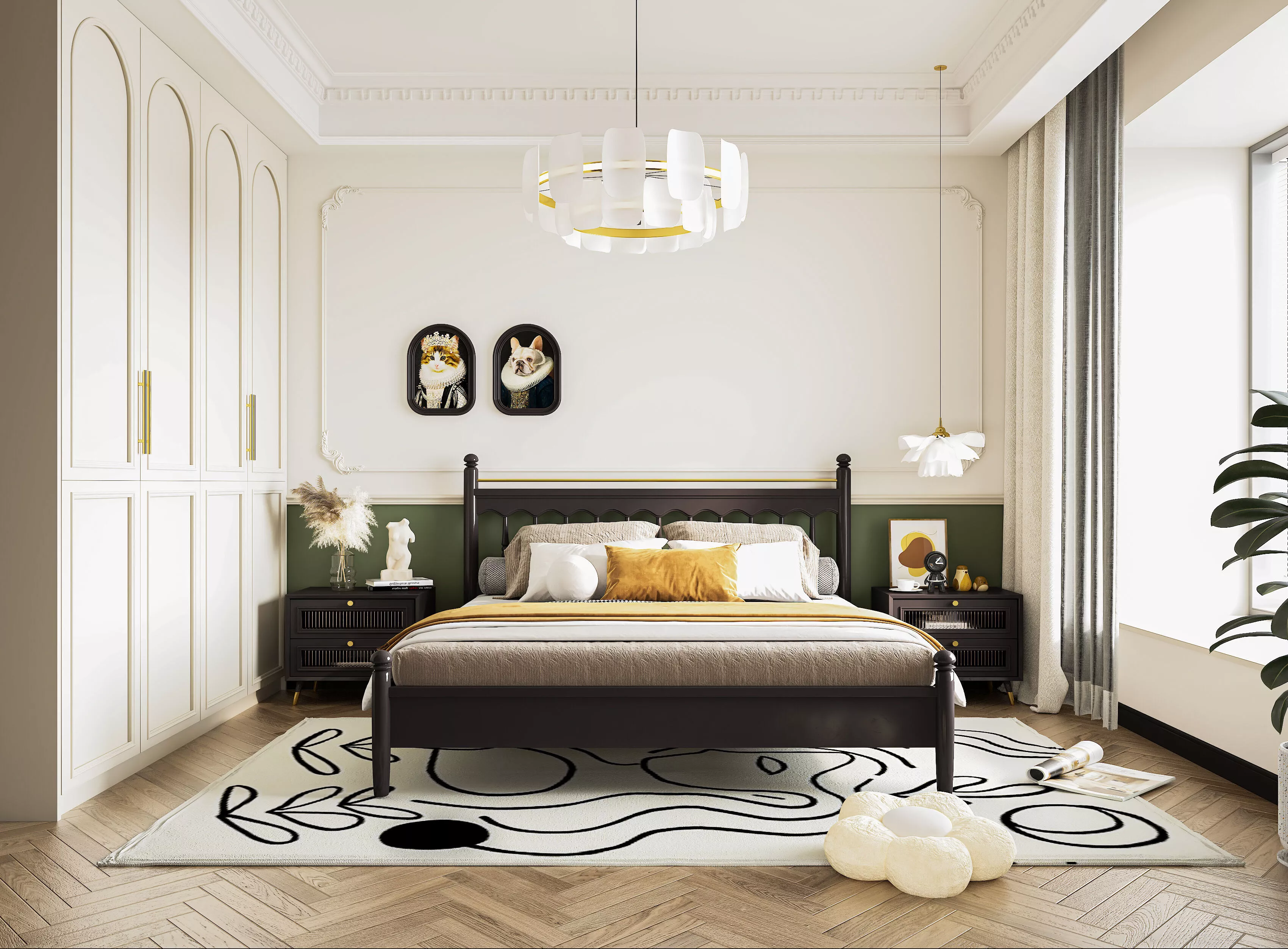 French retro bedroom interior design 3D model