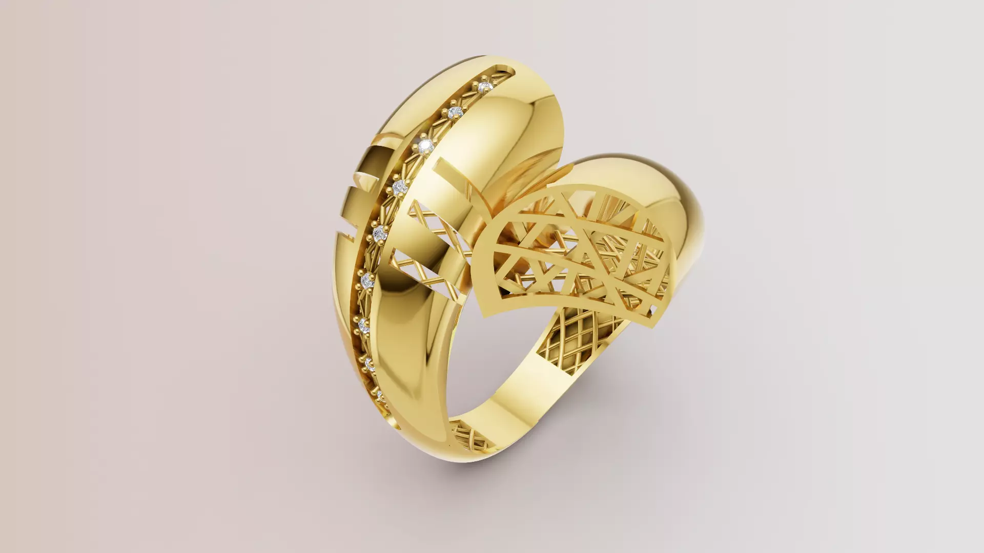 Ring with diamonds C66 3D print model