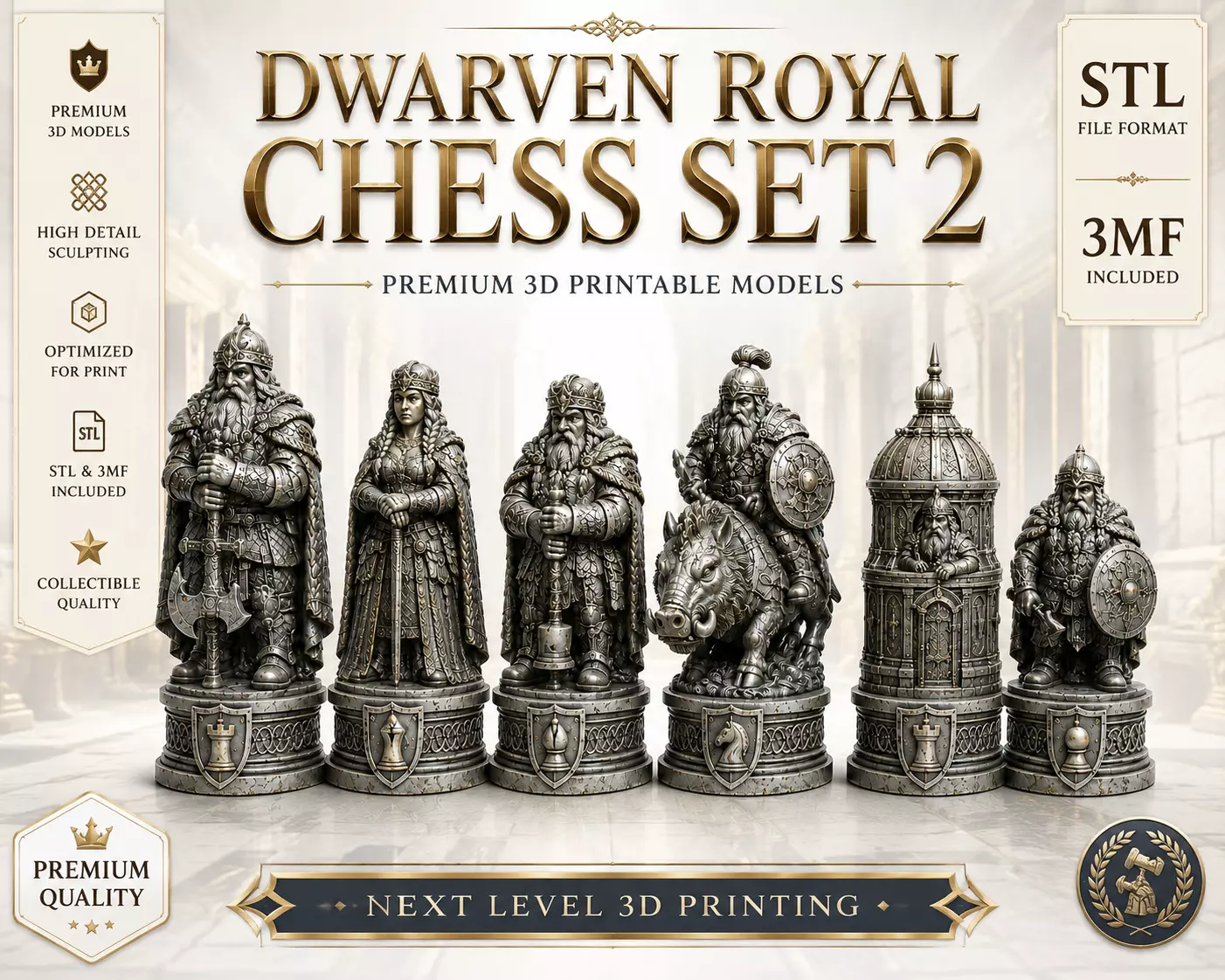 DWARVEN ROYAL CHESS SET 2 3D print model