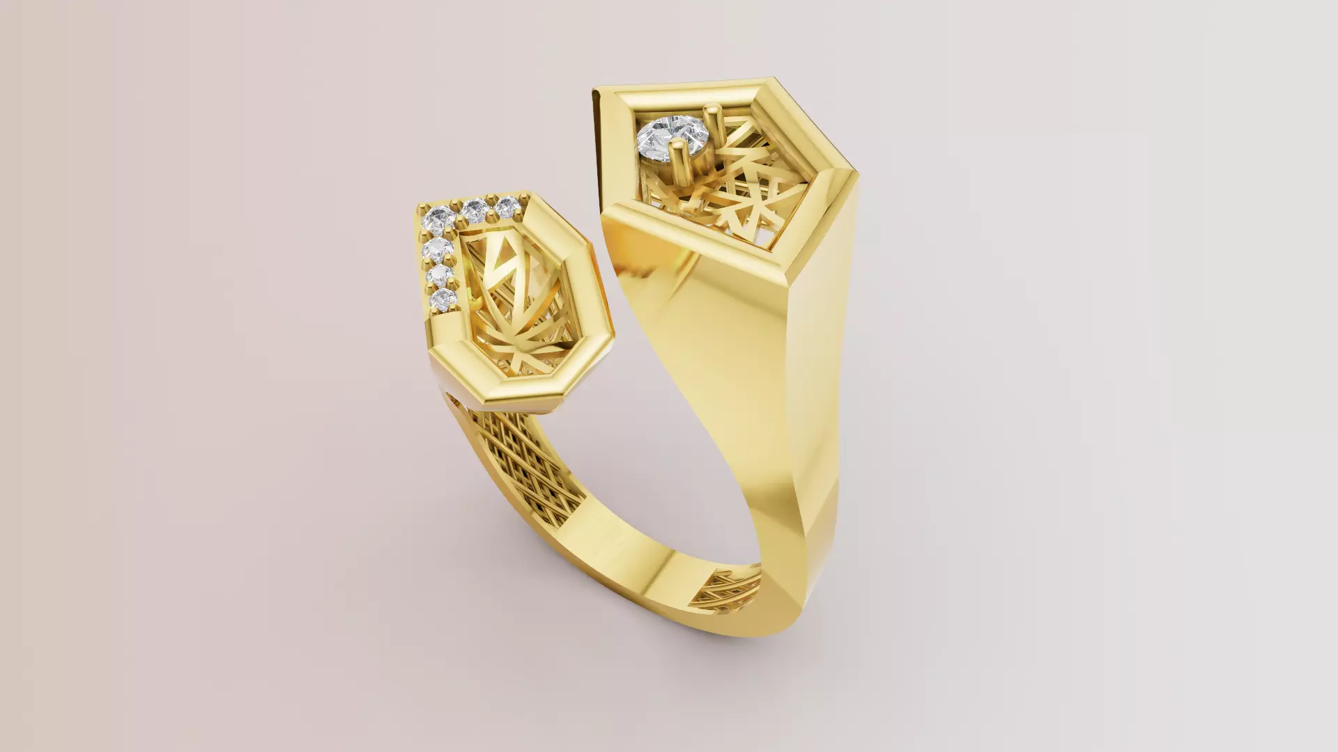 Ring with diamonds C68 3D print model