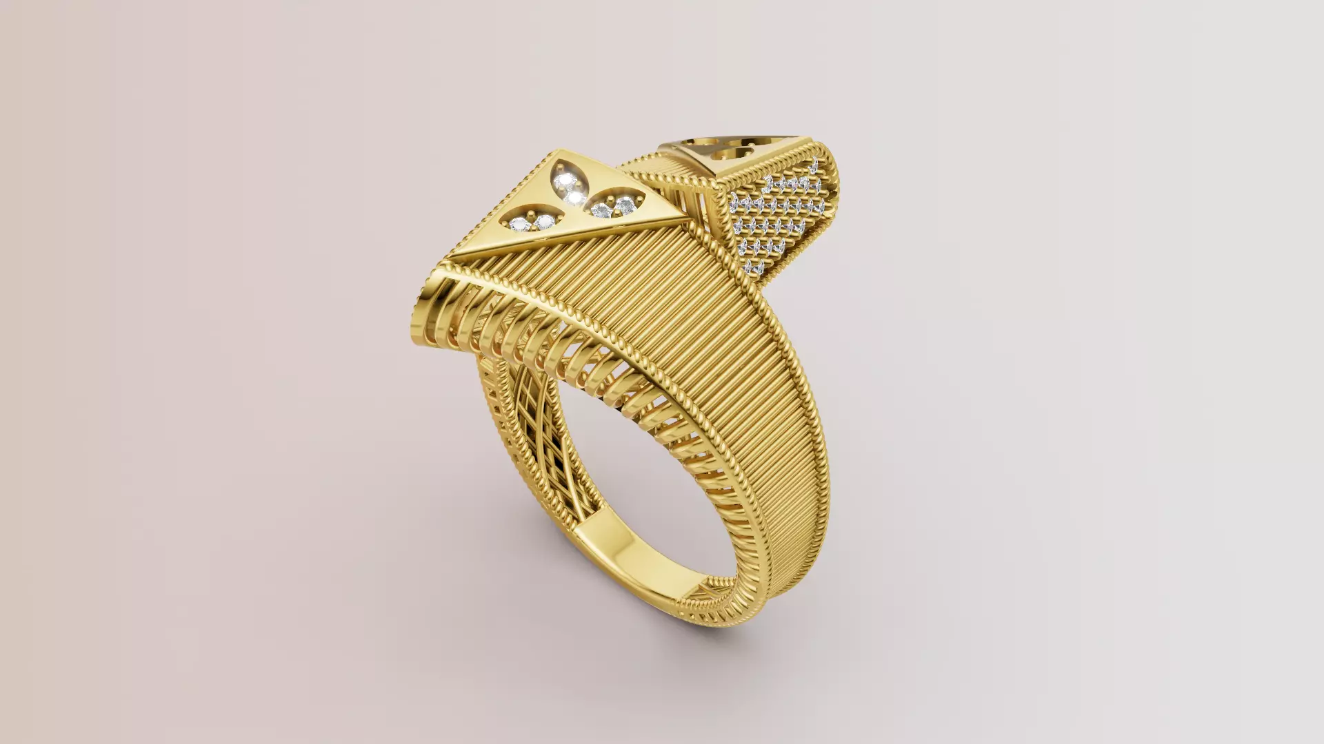 Ring with diamonds C69 3D print model