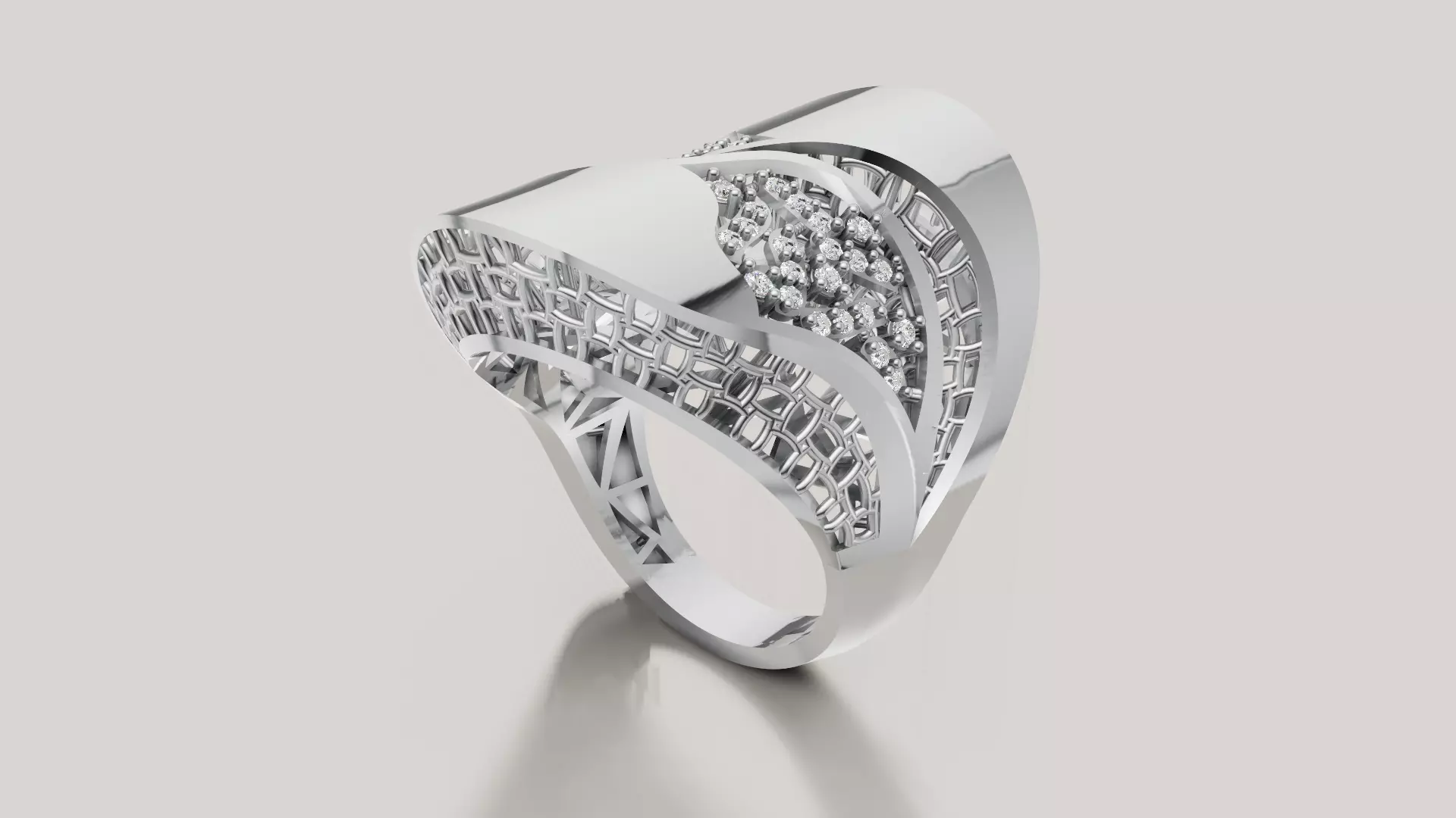 Ring with diamonds C72 3D print model