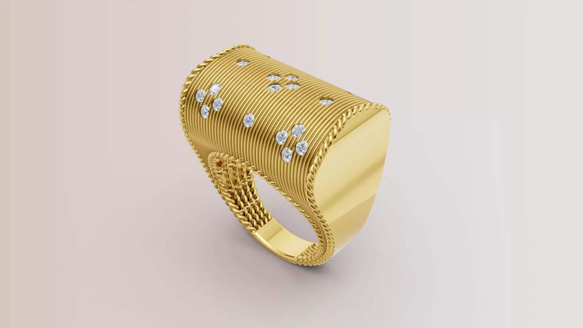 Ring with diamonds C74 3D print model