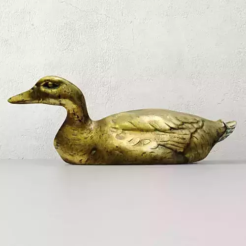 Large Brass Duck Figure