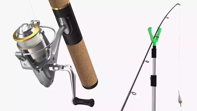 Fishing Rod with Caught Dorado 3D model 5