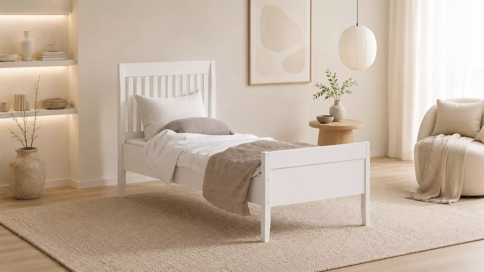 Modern Wooden Single Bed Twin Bed Furniture - MorisonDesign Free low-poly 3D model