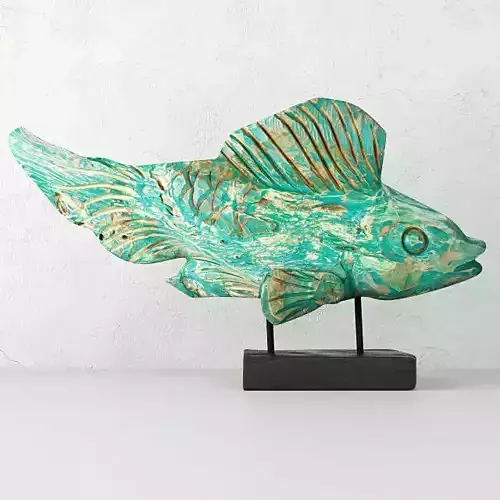 Hand Carved Driftwood Fish On Stand