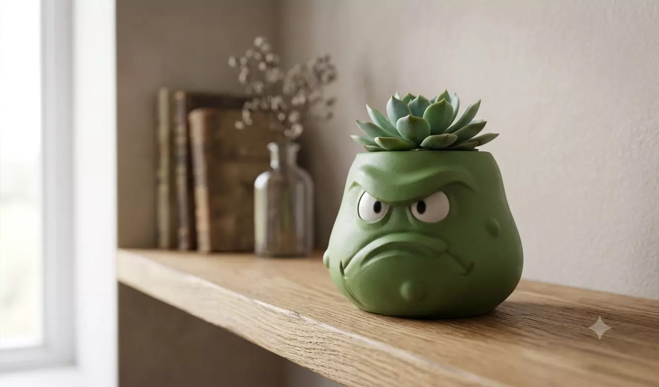 Squash Planter Pot STL PvZ Fan Art 3D Print Gaming Decor 3D print model