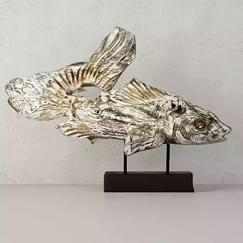 Hand Carved Driftwood Fish On Stand