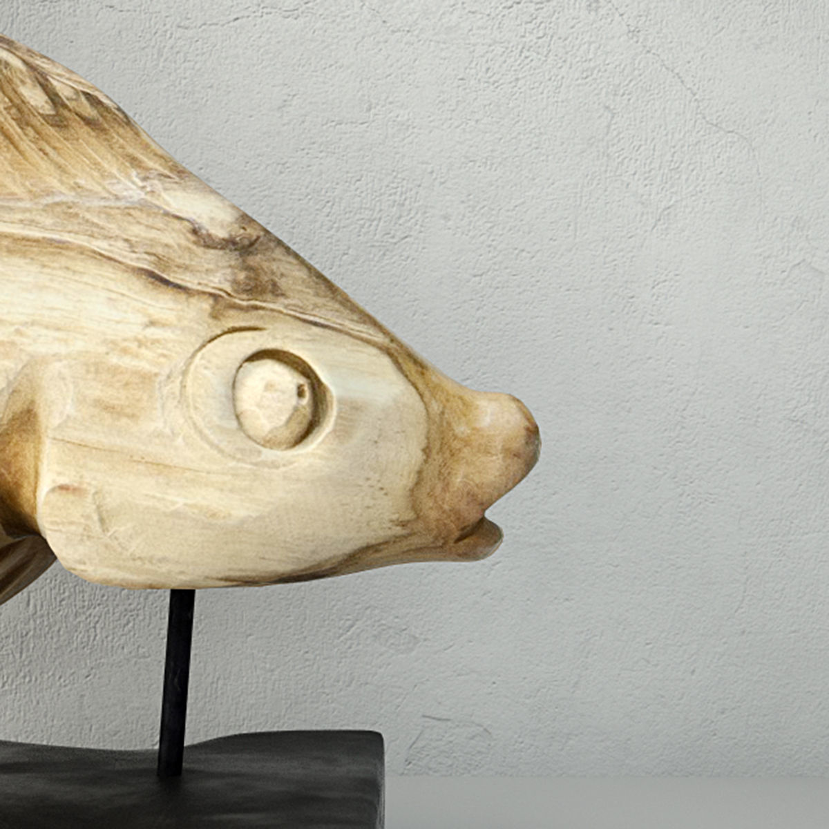 Hand Carved Driftwood Fish On Stand 3D model_4