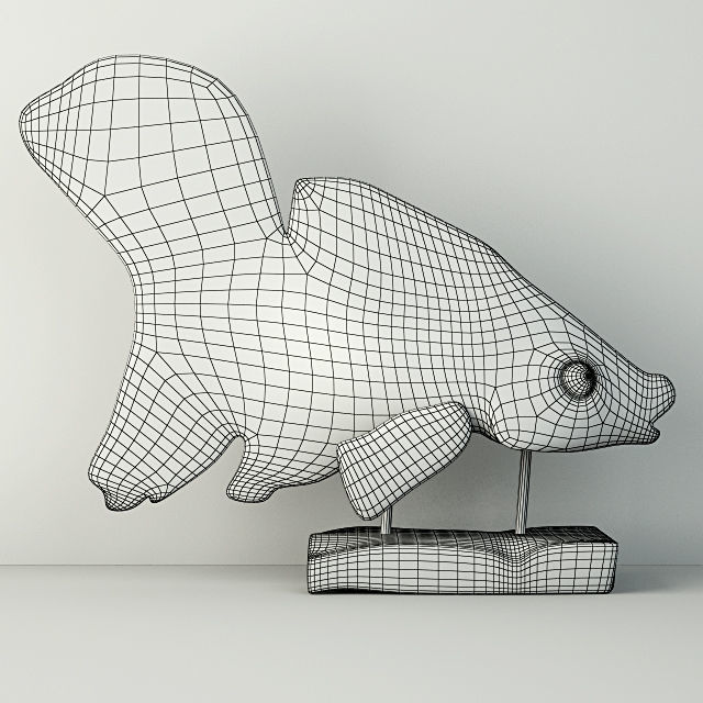Hand Carved Driftwood Fish On Stand 3D model_1
