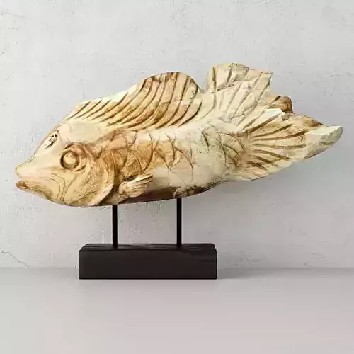 Hand Carved Driftwood Fish On Stand
