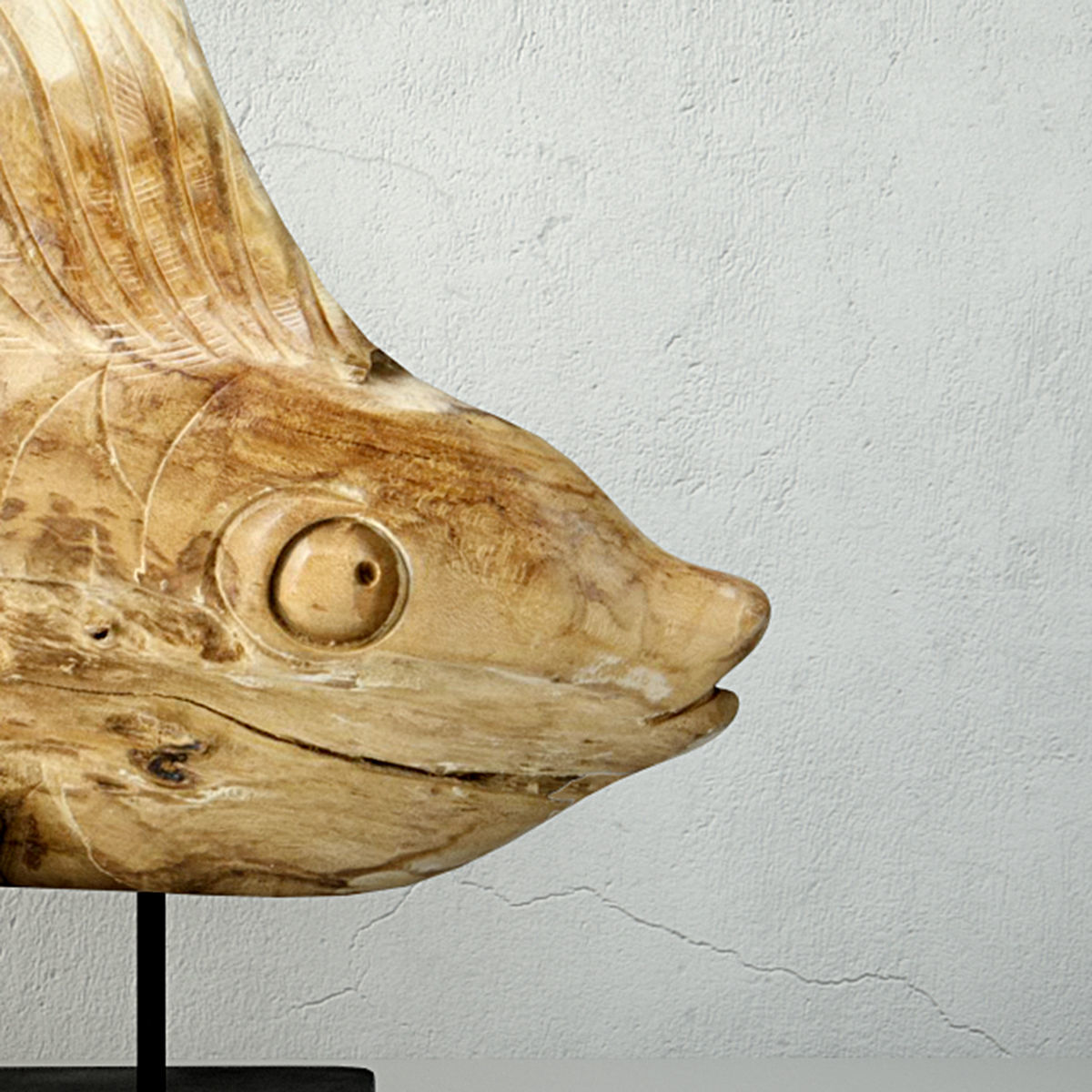 Hand Carved Driftwood Fish On Stand 3D model_4