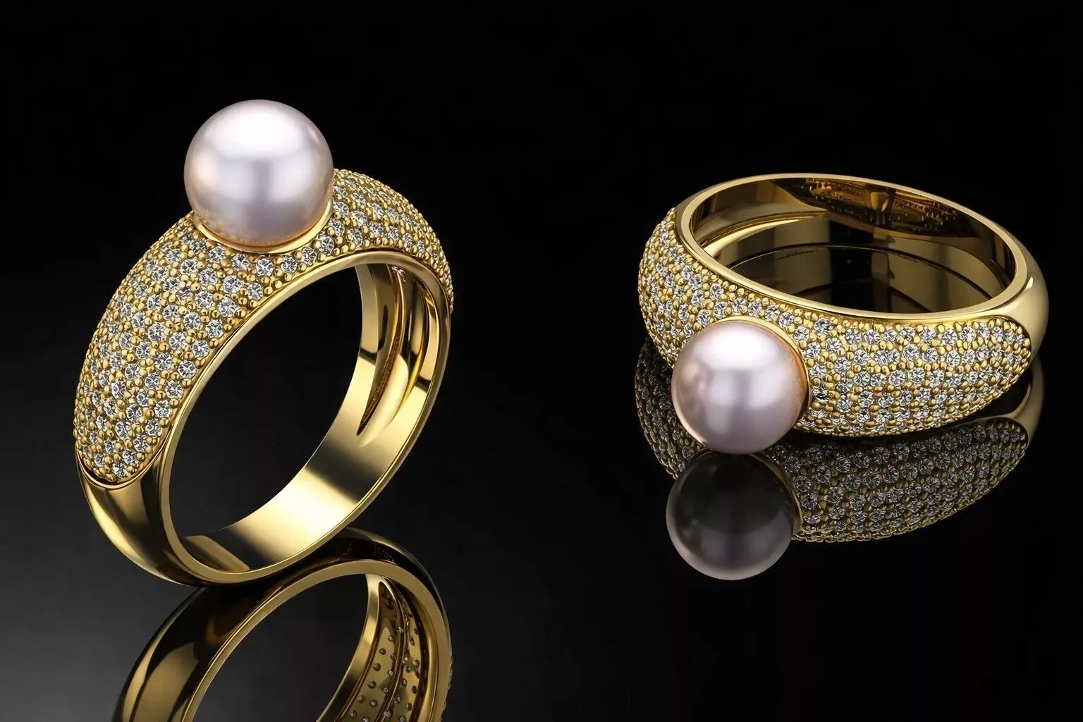 Pearl Gemstone Ring Luxury Jewelry 3D print model