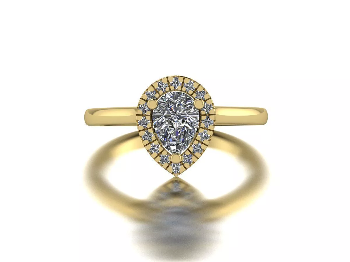 Pear Gemstone Ring Jewelry Luxury Gold 3D print model