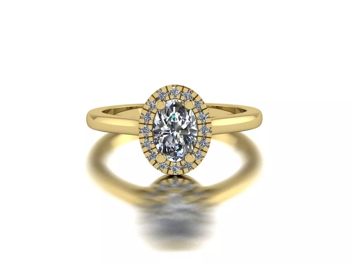 Oval Gemstone Ring Luxury Diamonds Gold 3D print model