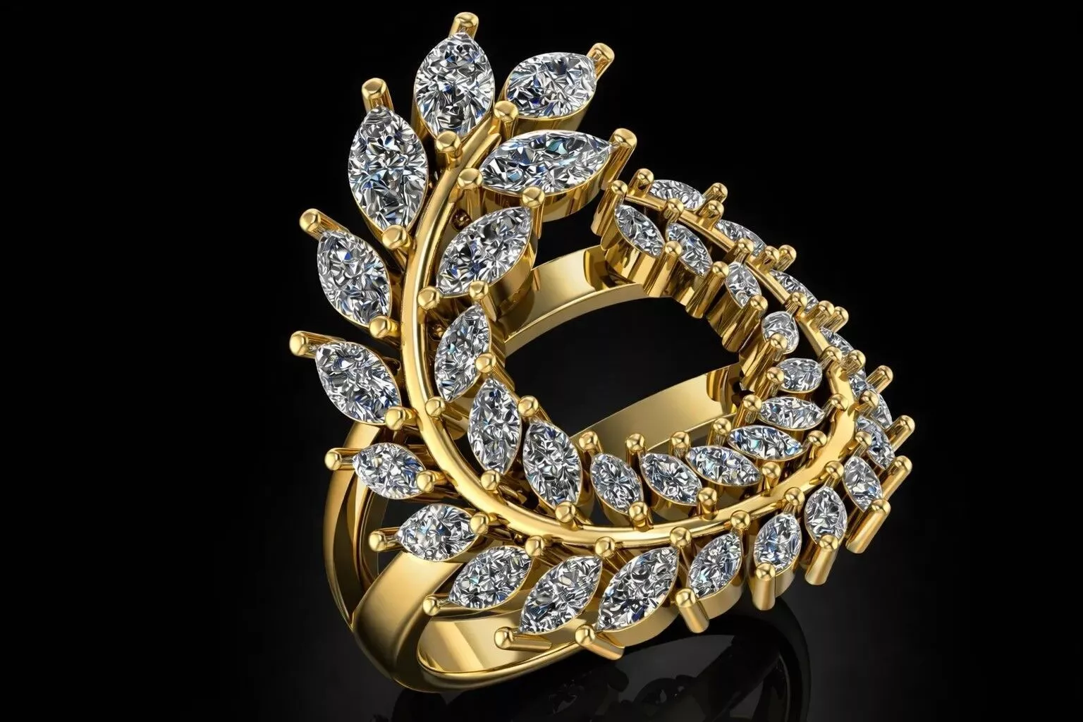Marquise Gemstone Ring Luxury Jewelry 3D print model