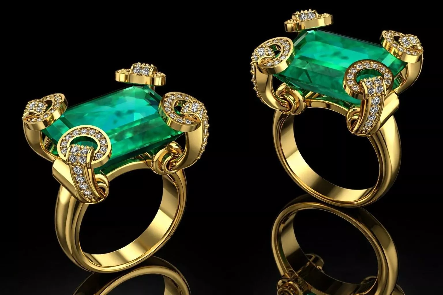 Elegant Ring Luxury Jewelry Diamonds Gold 3D print model
