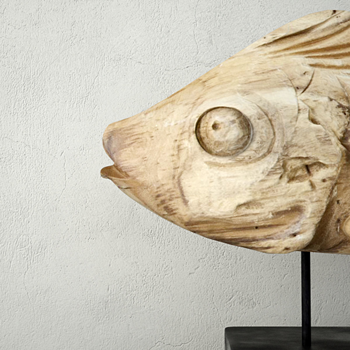 Hand Carved Driftwood Fish On Stand 3D model_4