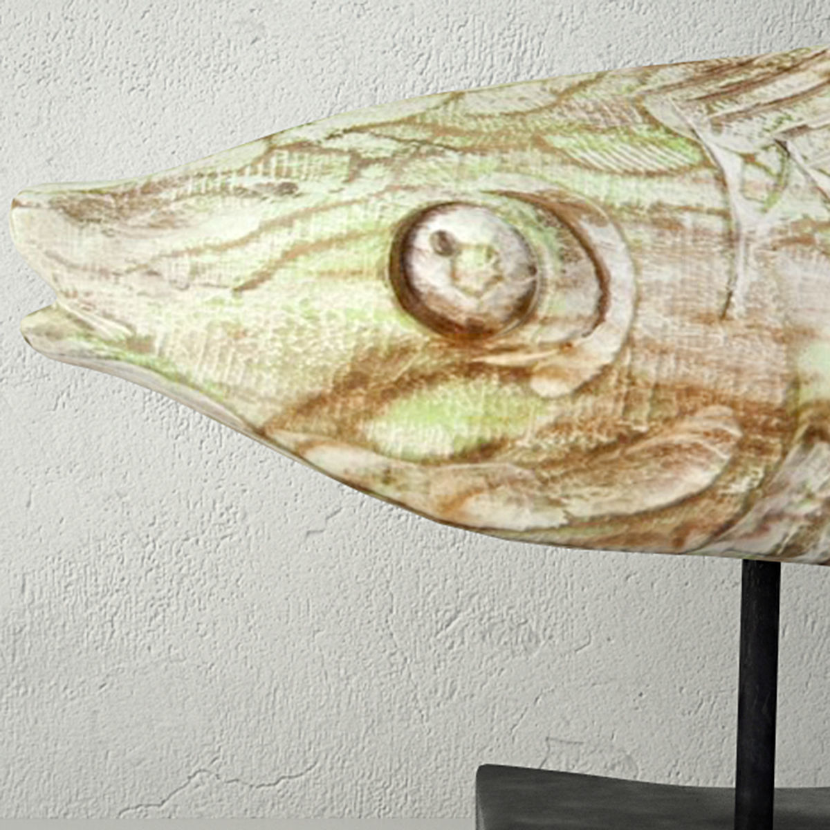 Hand Carved Driftwood Fish On Stand 3D model_4
