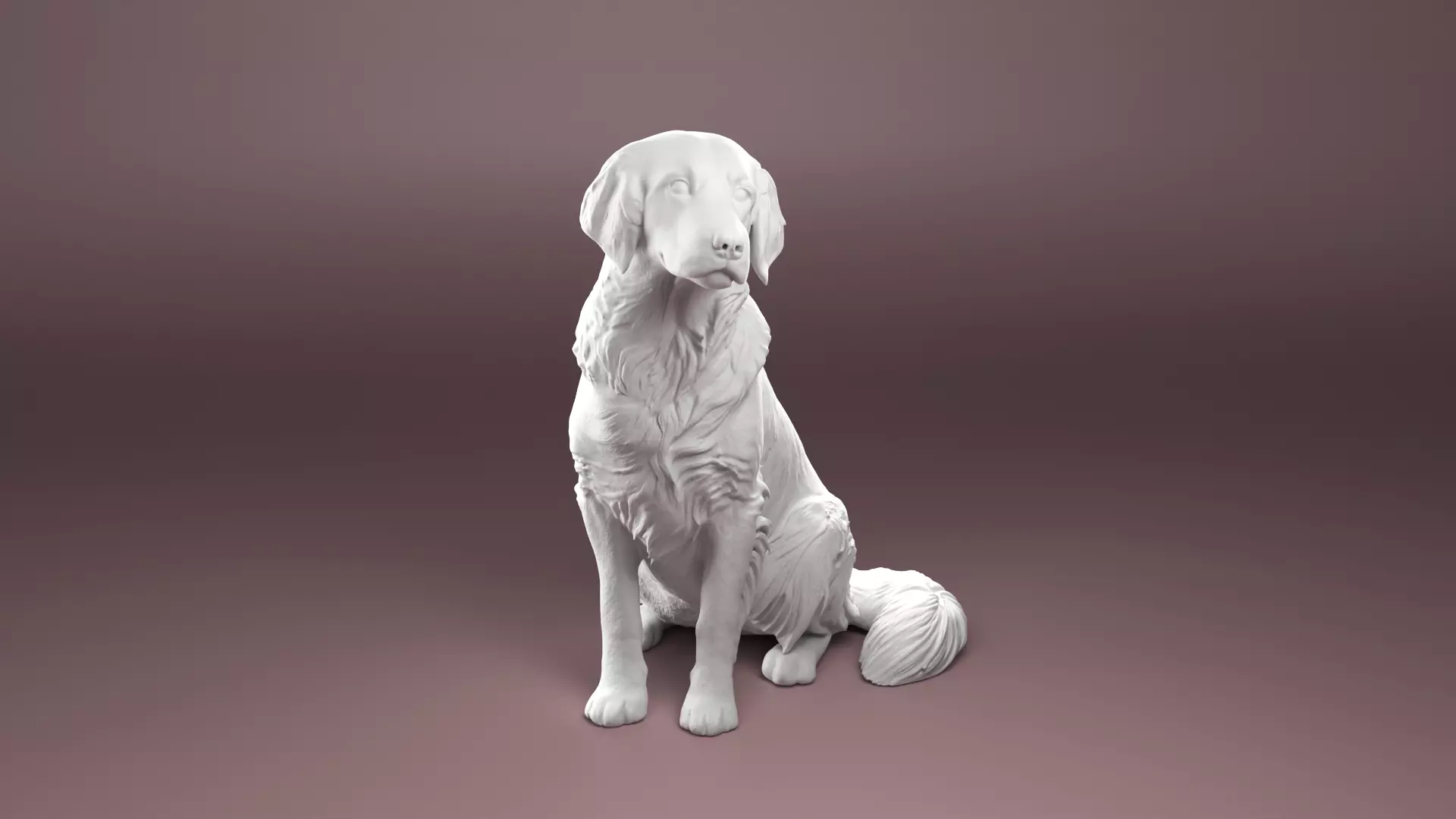 Realistic Golden retriever sitting for 3D printing 3D print model