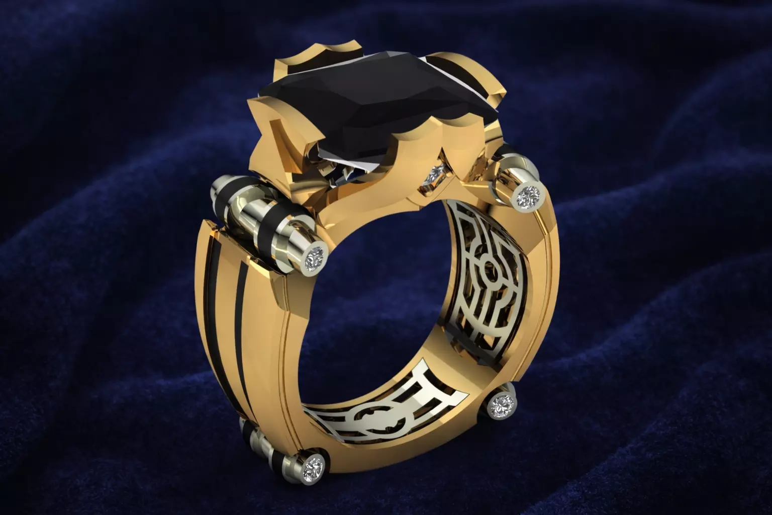 Black Prince Mens Ring Brand Jewelry 3D print model
