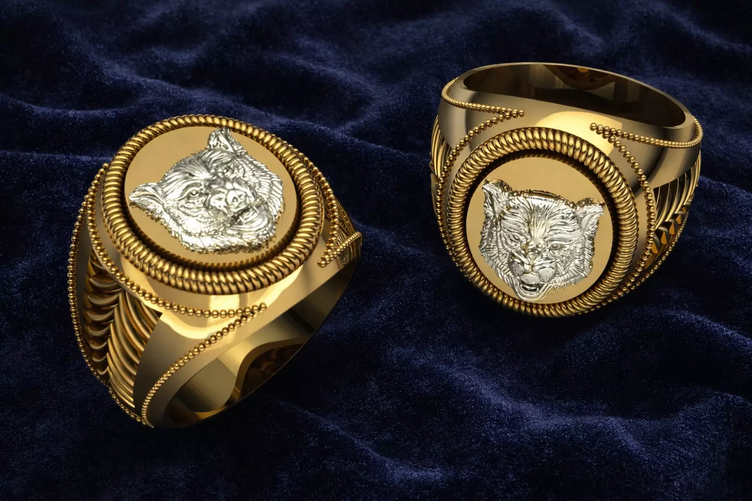 Wolf Ring Mens Jewelry Luxury Gold 3D print model
