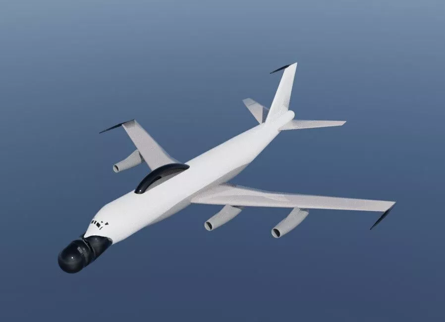 EC-135E SIGINT Command Custom 1950s Electronic Warfare Asset Low-poly 3D model