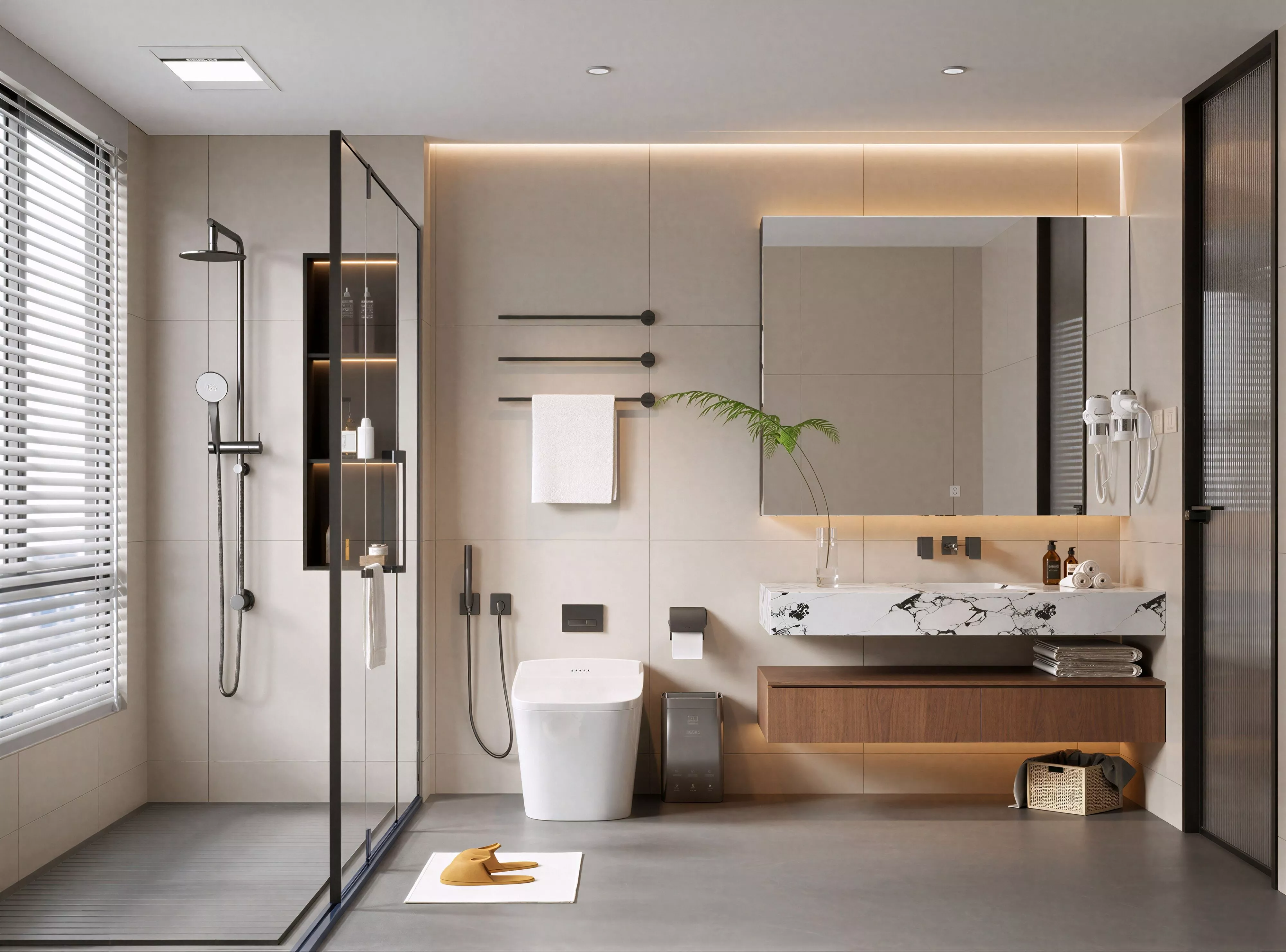 Modern Minimalist Bathroom Interior 3D Model 3D model