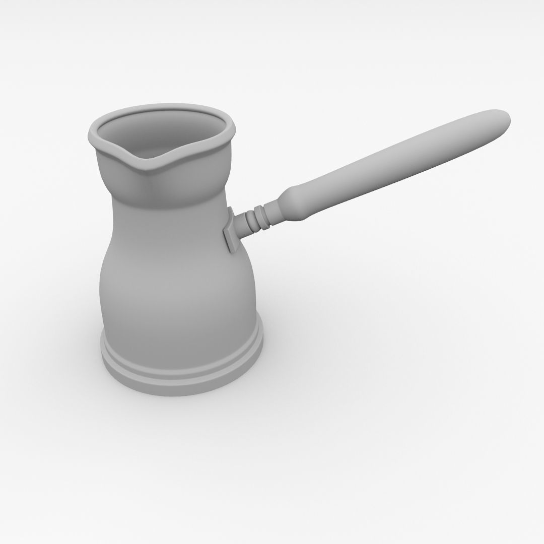 Cezve gold coffee pot with handle 3D model_3