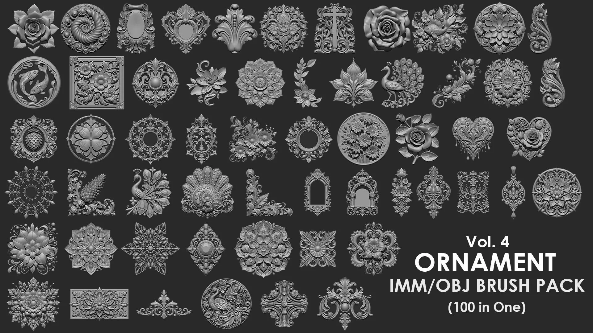 Ornament imm obj Brush Pack 100 in One Vol 4 3D model