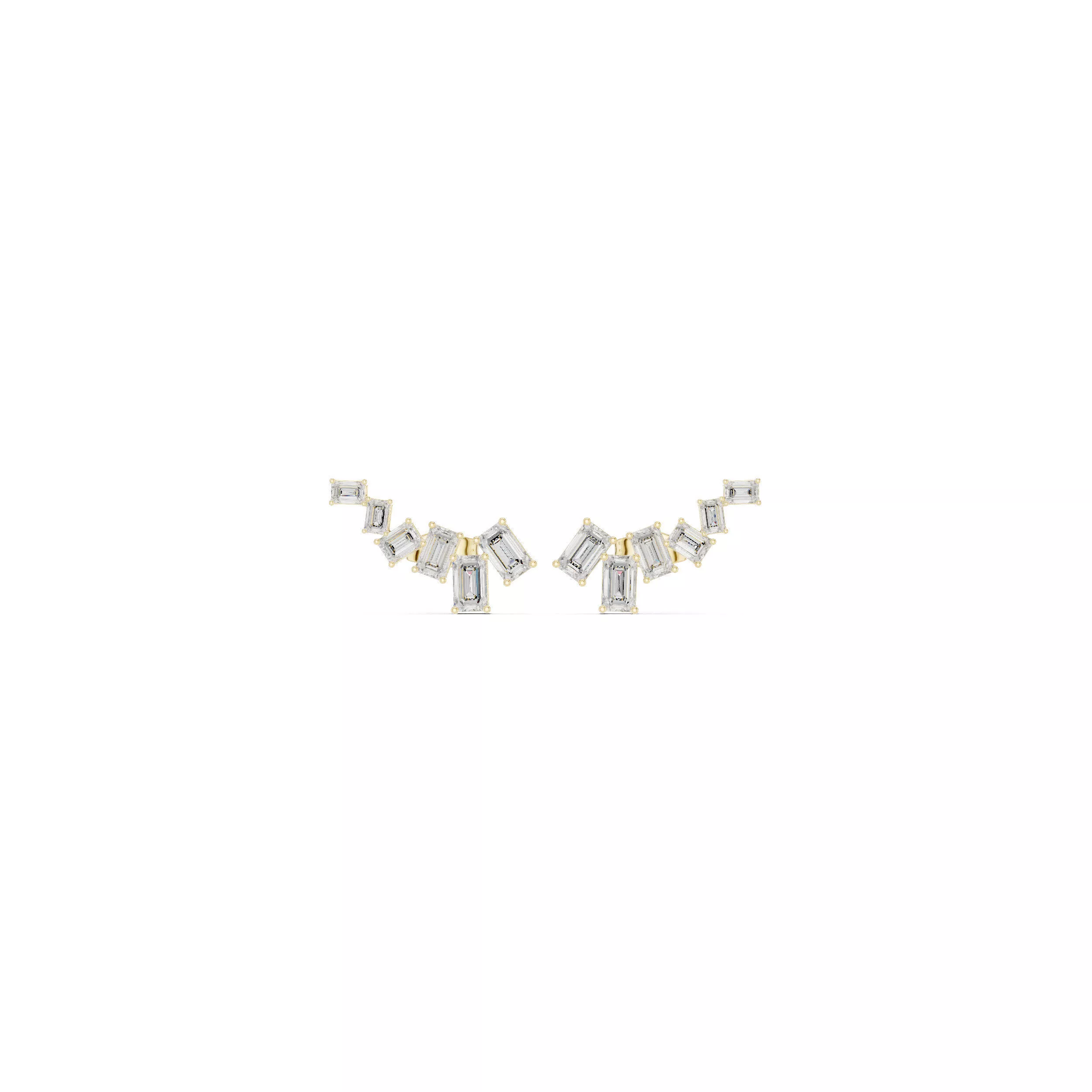 Emerald Cut Diamond Ear Climbers CAD 3D print model