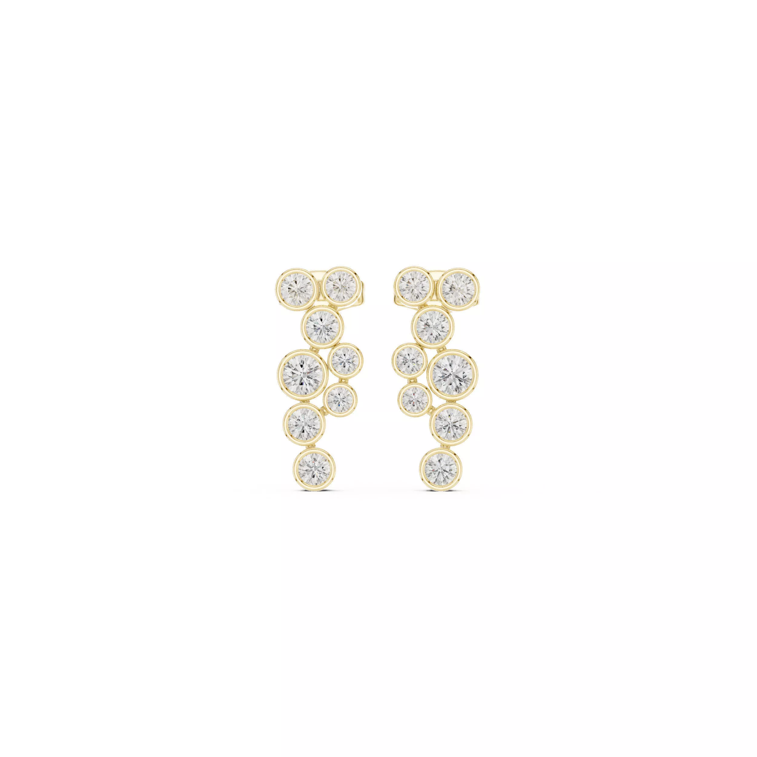 Graduated Diamond Bubble Drop Earrings CAD 3D print model