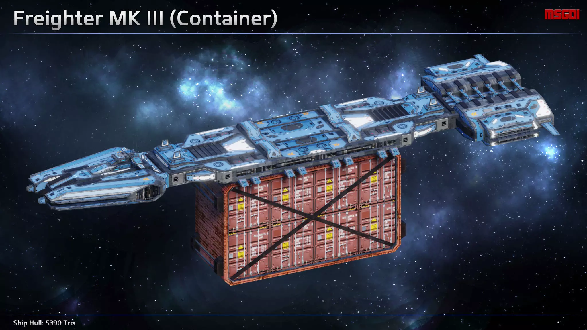 Spaceship Freighter MK III Low-poly 3D model_0