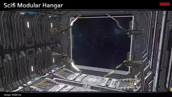 Scifi Modular Hangar Low-poly 3D model
