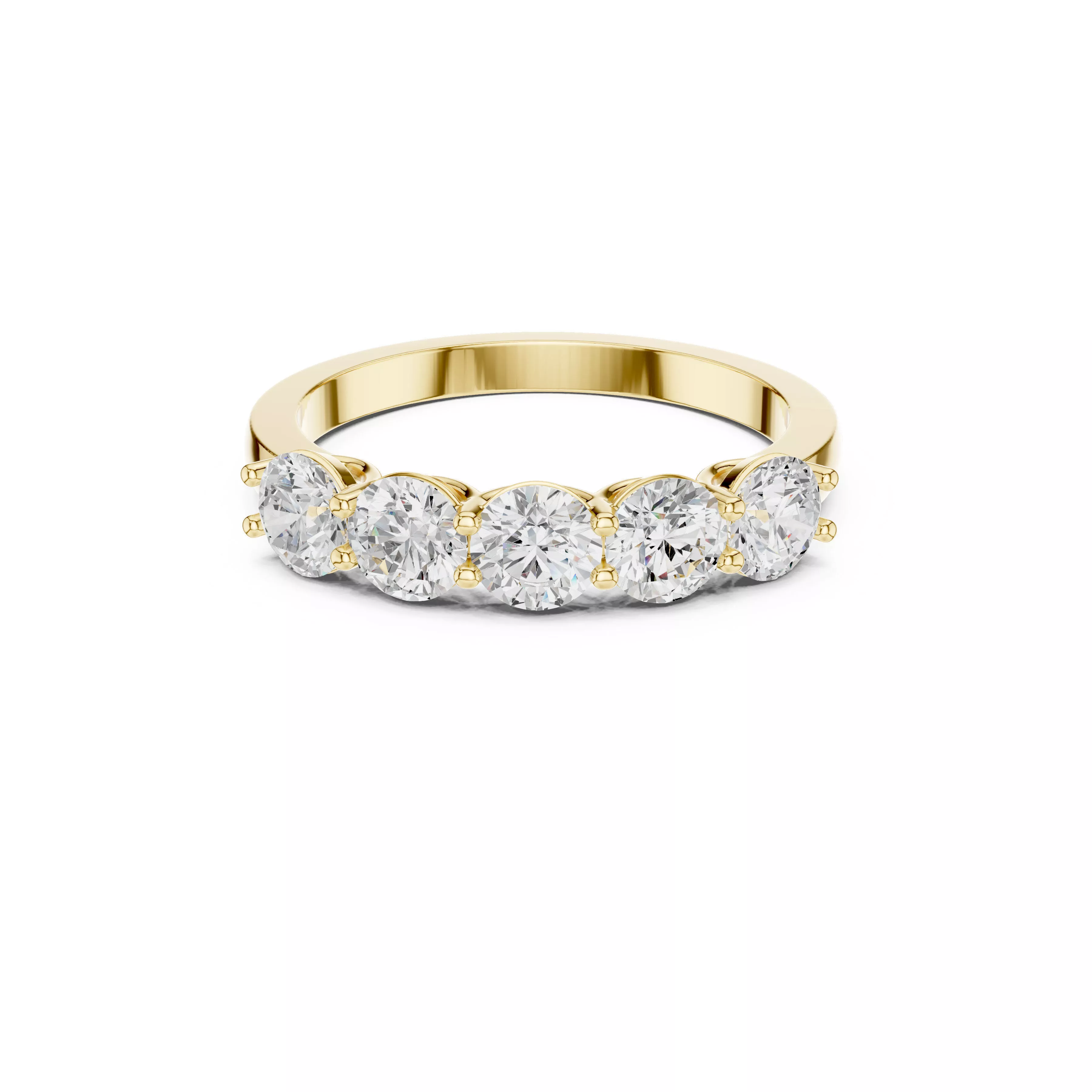 Five Stone Round Diamond Anniversary Ring CAD 3D print model
