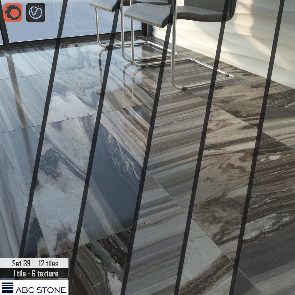 ABC Stone Set 3D model_1