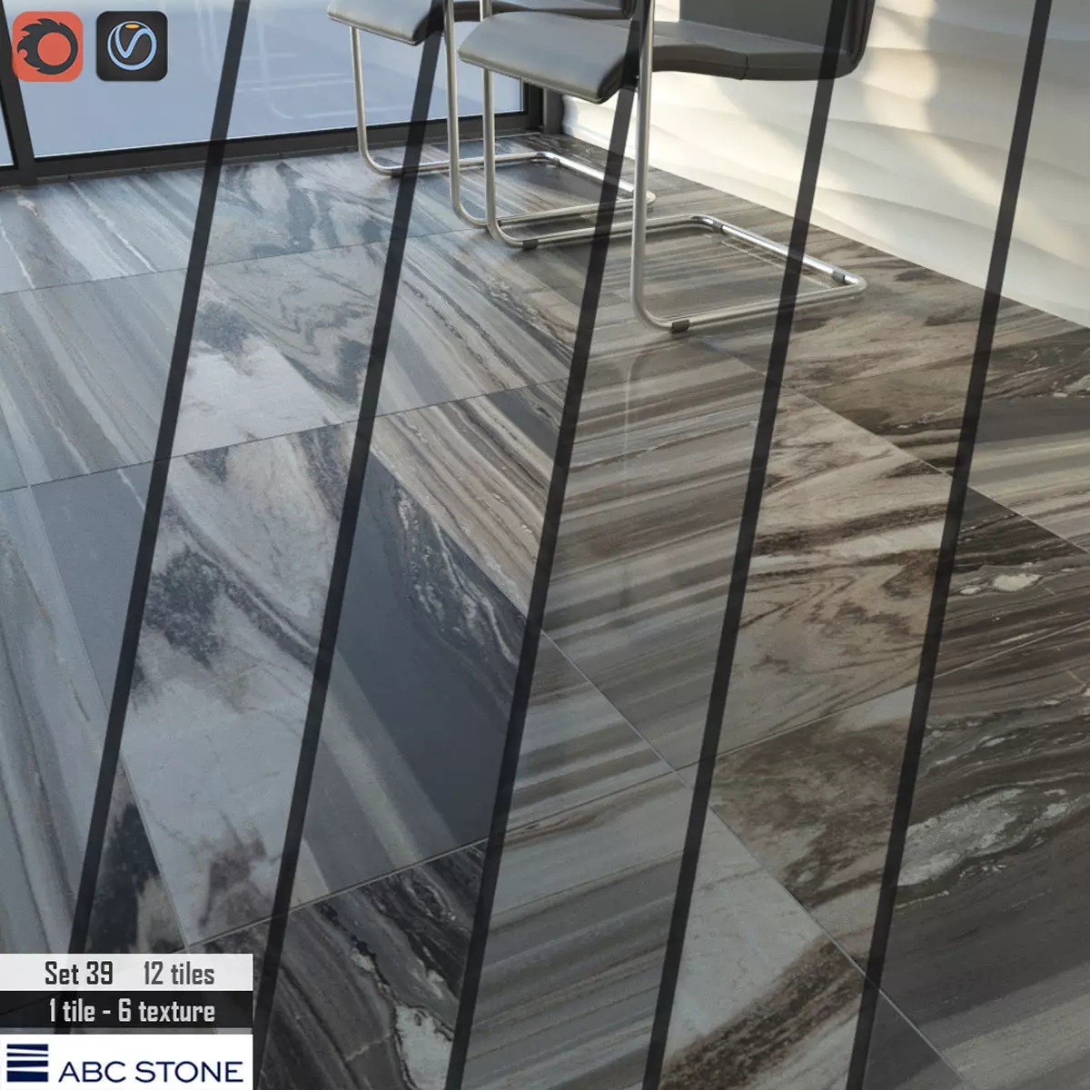 ABC Stone Set 3D model_0