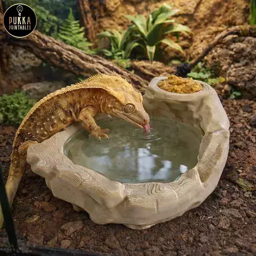 Reptile Habitat 4 Bundle Corner Cave Tunnel Rock Bowl Tree STL 3D print model 3