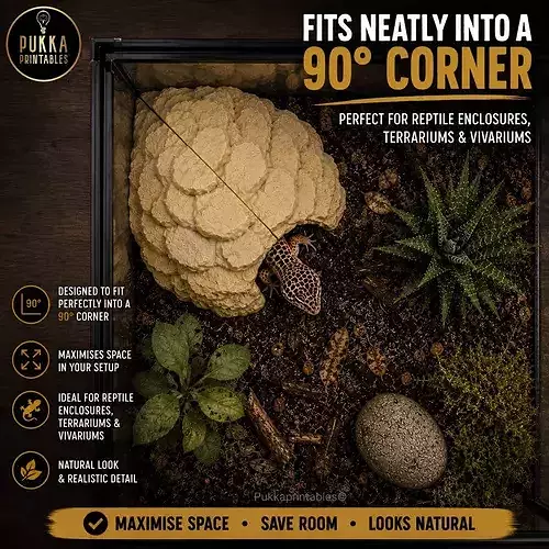 Reptile Habitat 4 Bundle Corner Cave Tunnel Rock Bowl Tree STL 3D print model 5