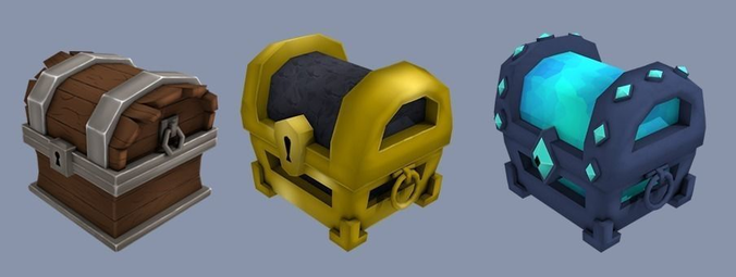 Treasure Pack Rewards Chest Lowpoly Low-poly 3D model