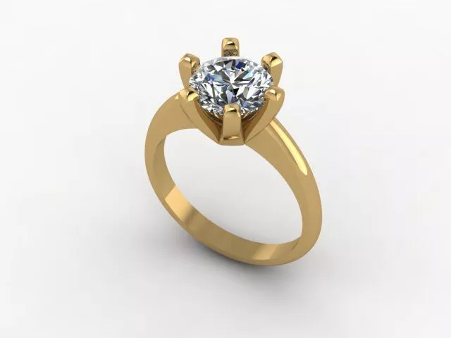 6 prong solitaire ring 3D print model