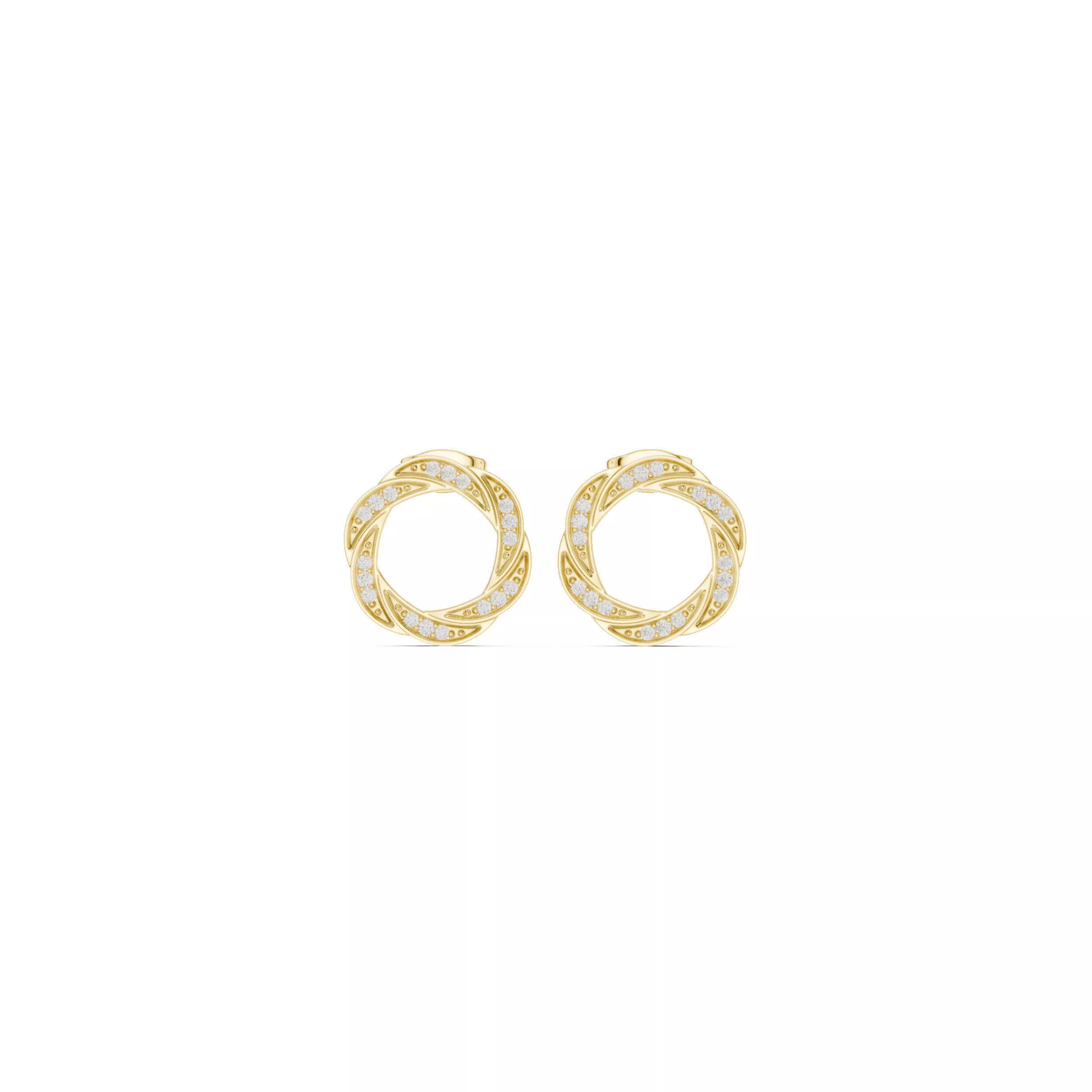 Diamond Swirl Circle Stud Earrings CAD 3D print model