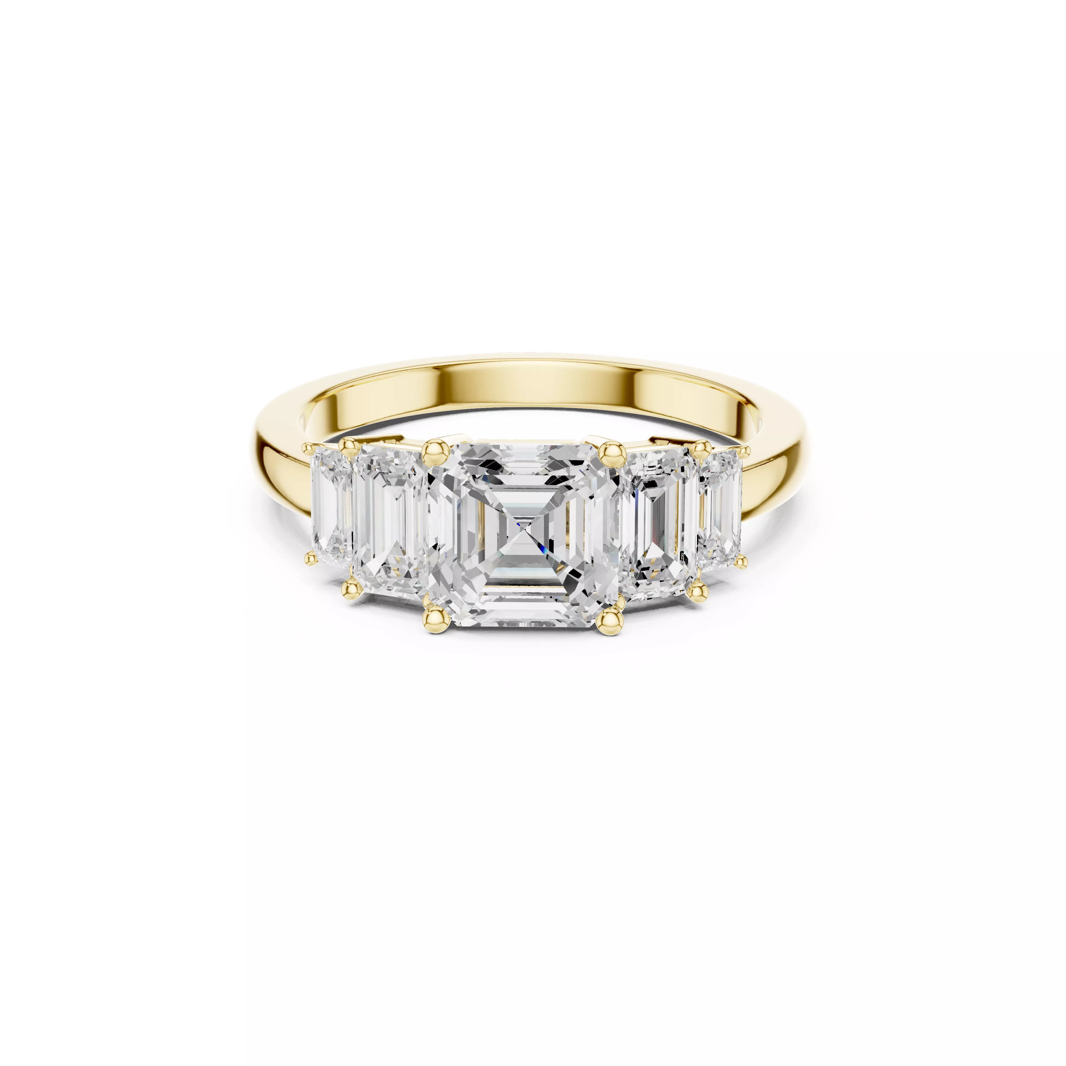 Asscher Cut Twisted Diamond Engagement Ring CAD 3D print model
