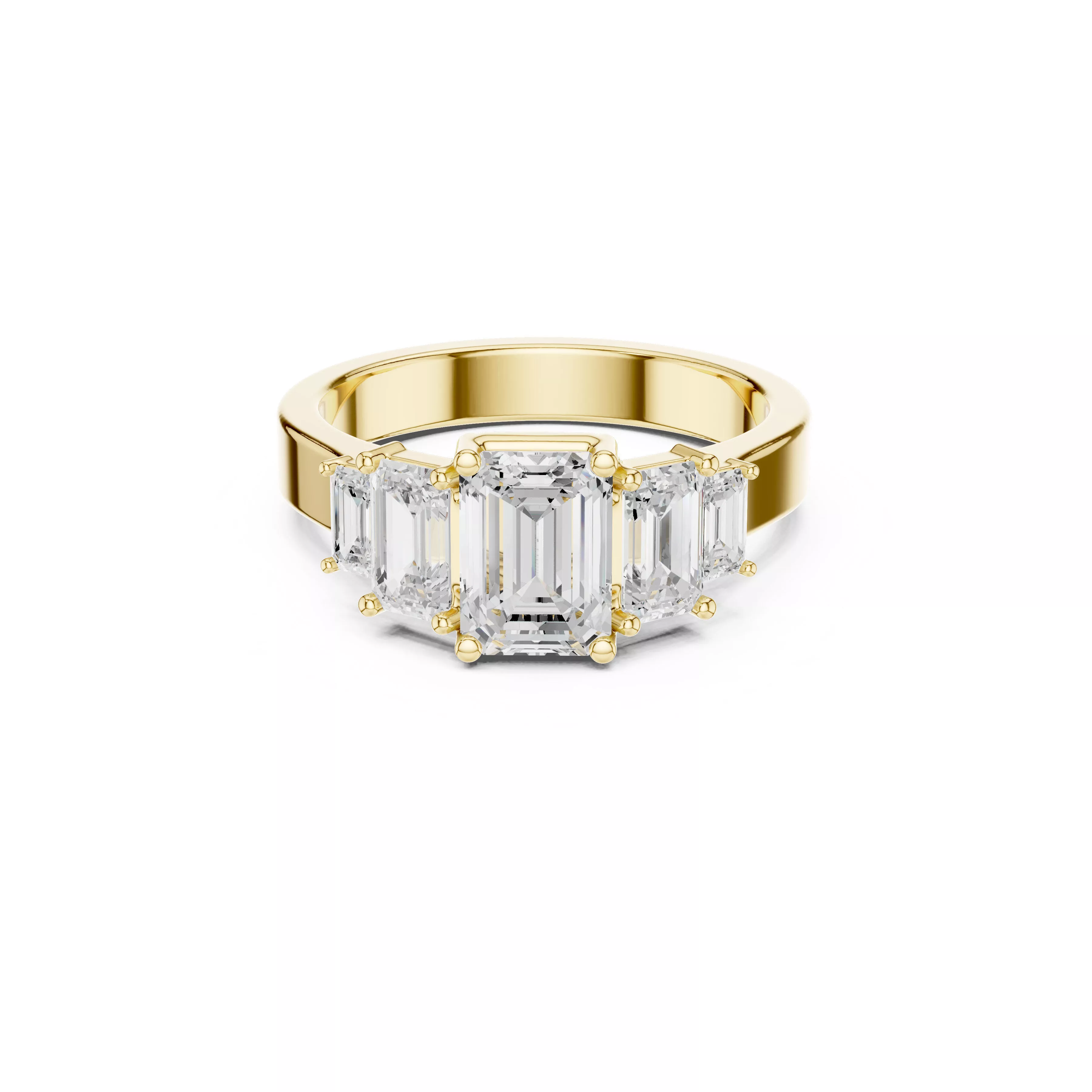 Five Stone Emerald Cut Diamond Anniversary Ring 3D print model