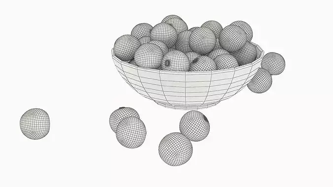 Physalis Fruits in Ceramic Bowl 3D model 7