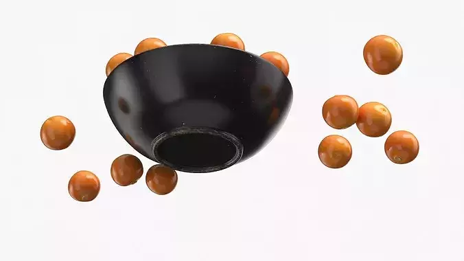 Physalis Fruits in Ceramic Bowl 3D model 5